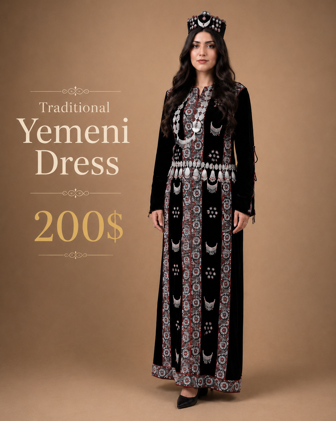 Black and silver traditional Yemeni dress