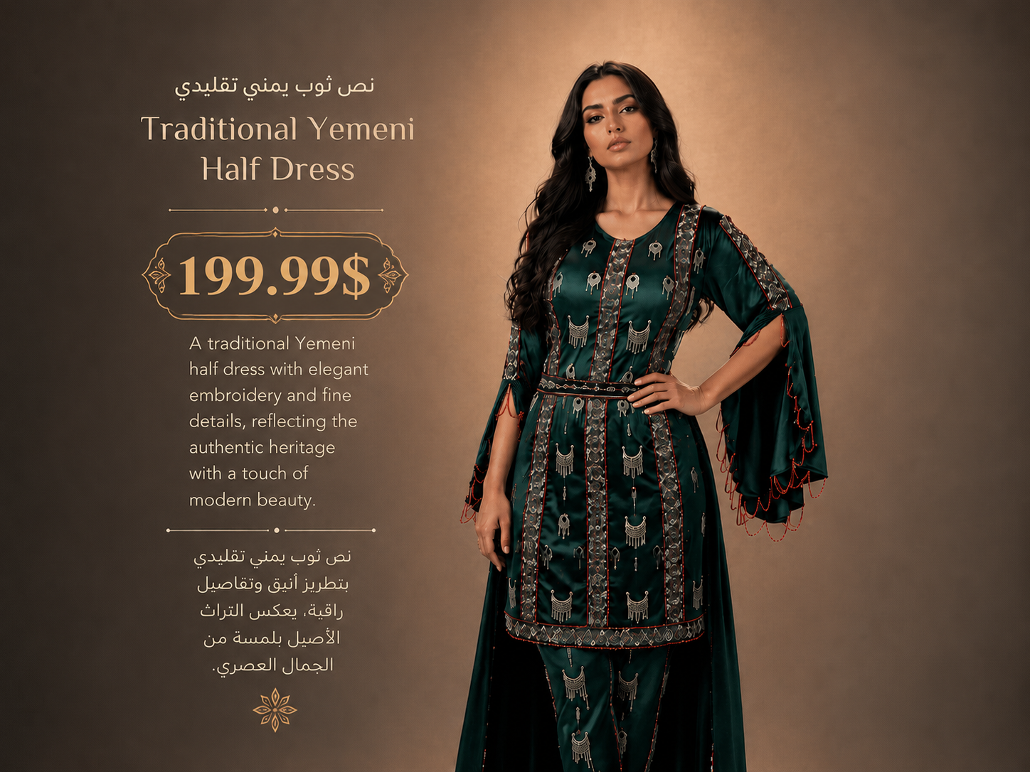 Traditional Yemeni half dress — detail view