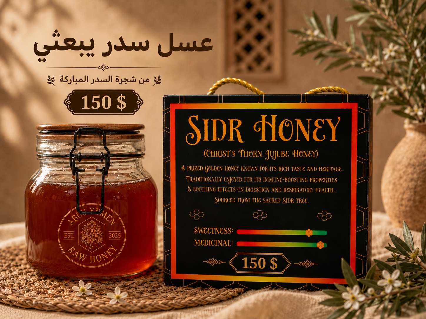 Sidr honey gift box with 1 kg jar